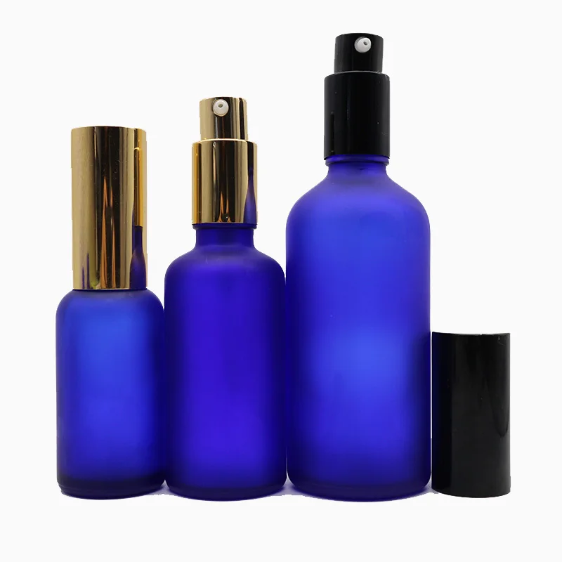 Top Supplier 30ml 50ml 100ml Matte Blue Glass Spray Bottle with Spray Mist Cap