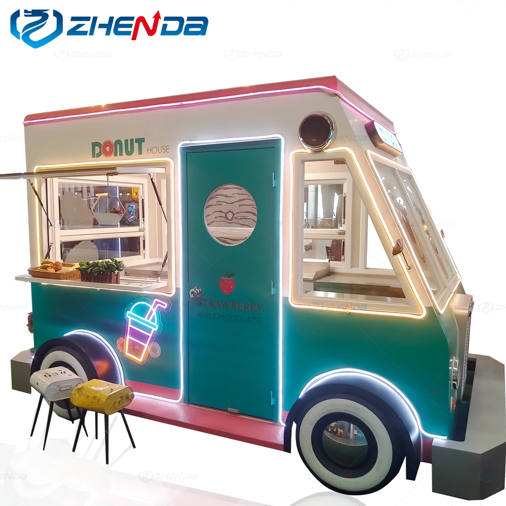 China Custom Mobile Street Fast Vending Carts Fast Food Truck Used Car Van Food Trailers with Freezer for Sale Europe