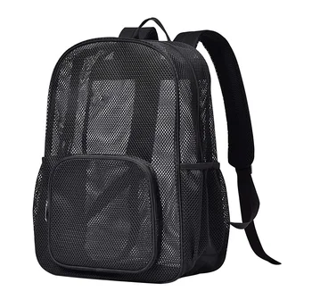 Heavy Duty Mesh Backpack Clear School Backpack Large Capacity See Through Travel Sports Backpack For Men Women
