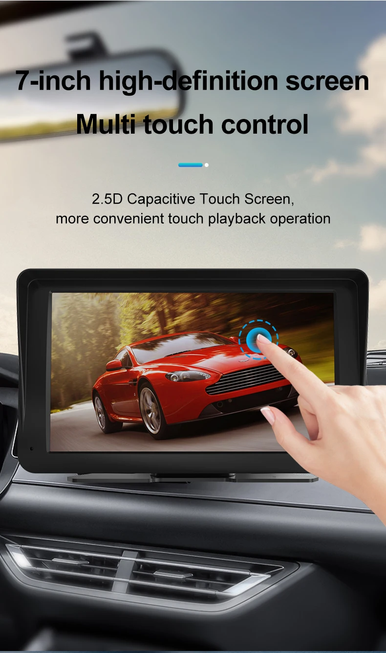 Phone Mirroring Touch Screen Car Stereo with Android Auto Portable 7 Inch Car Wireless Carplay Multimedia Player