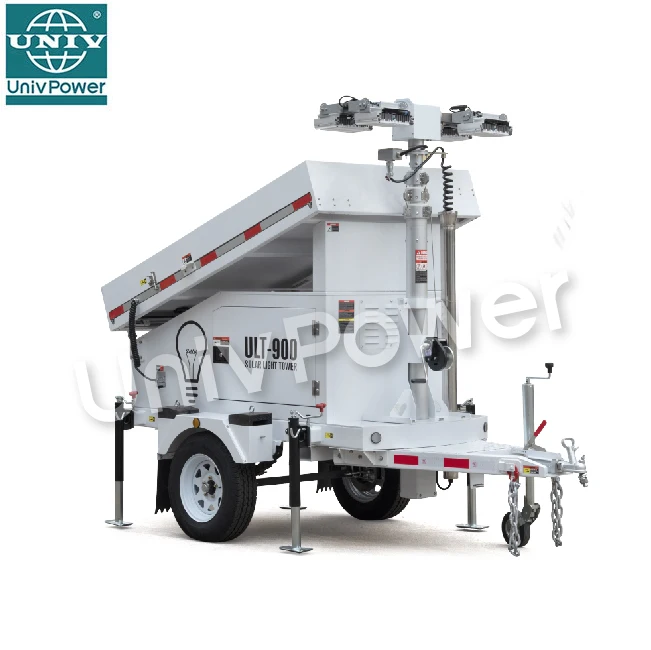 UNIV Portable CCTV Trailer with Solar Power Surveillance Light Towers for Effective Outdoor Surveillance