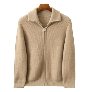 Knitwear Manufacturer Custom Sweater Cardigan 100% Cashmere Winter All-cashmere Jacket with Thick Zipper Is Loose and Casual