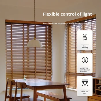 Mijia App Control Electric Adjustable Solid Wood Blinds Smart Wooden Blinds for Household Curtains for Study Stainless Steel