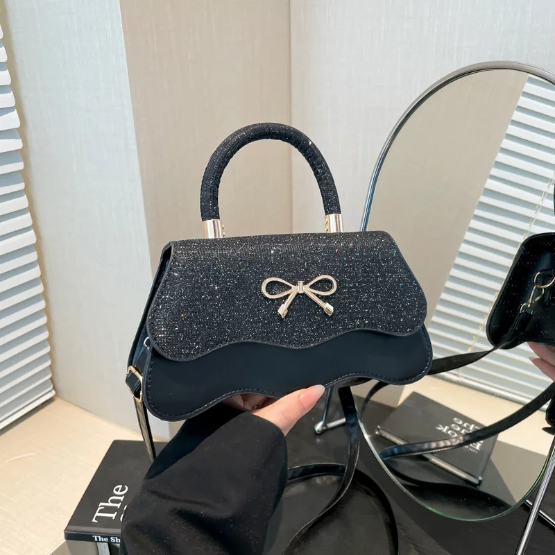 Lady Women's Fashion Bow Knot PU Leather Crossbody Shoulder Bag Butterfly Pattern Simple Daily Design 2025 Summer New Arrival