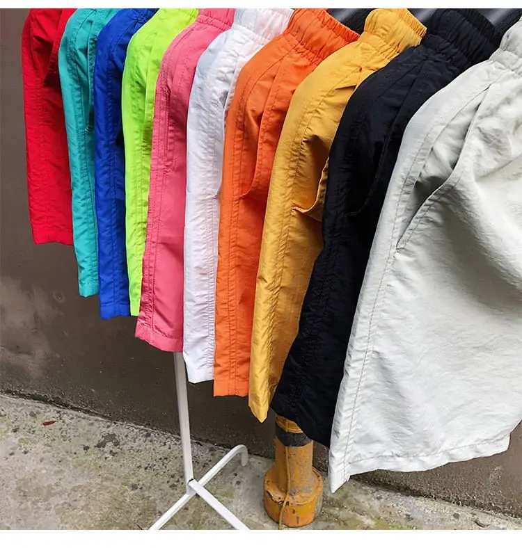 3D custom men printed pants summer pure color beach wear wholesale loose men's swimming shorts with pocket45_voghion.com