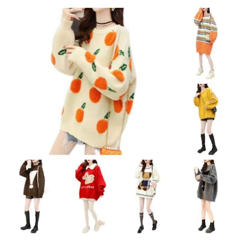 Новинка Осень-зима 2021 Популярный Уличный женский свитер Корейская версия пуловер с круглым вырезом свитер