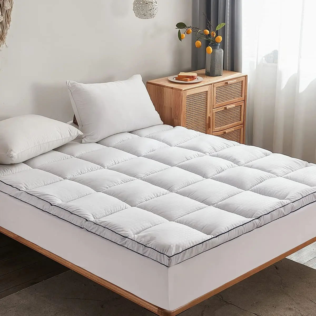 Duck Goose down Feather Overfilled Plush Pillow Topper