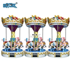 Hot Sale 3-Player Kids Angel Carousel Ride Coin-Operated Indoor Amusement Park Attraction Fiberglass Plastic Metal Gardens