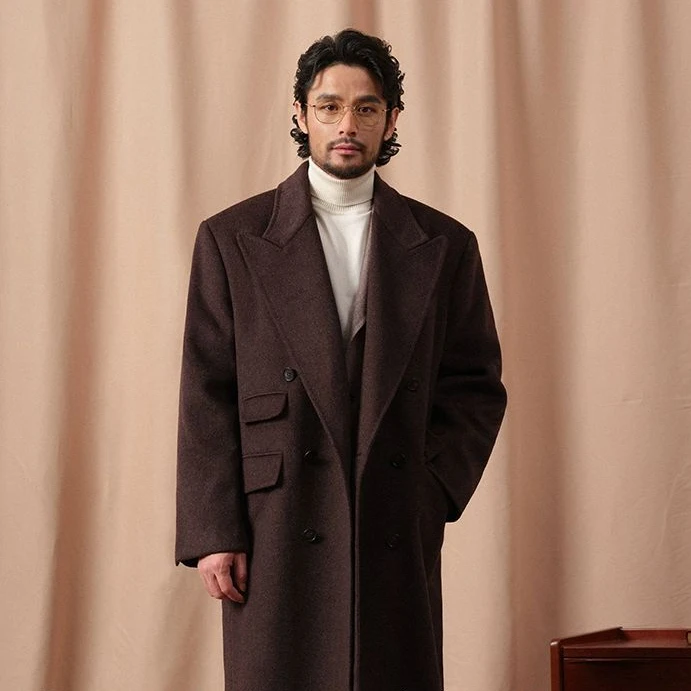 VAGTON Chester Woolen Coat - 100% Wool Double Breasted Jacket