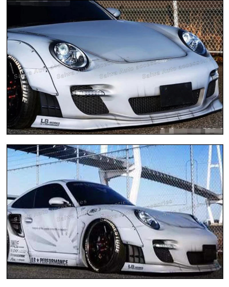 Fiberglass Lb Style Wide Body Kit For Porsche Upgraded Front Bumper Facelift Car Parts