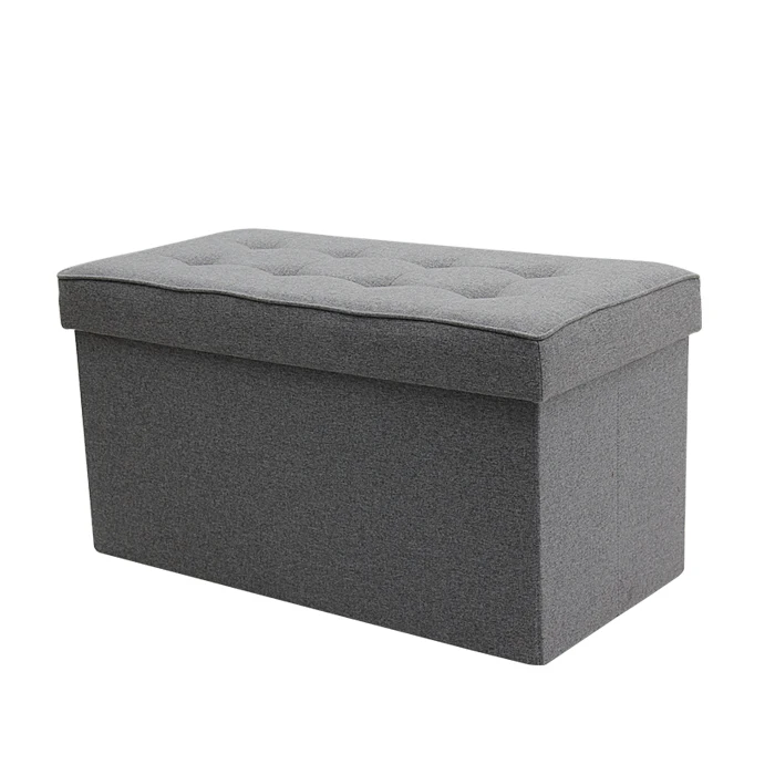 Factory Customized Modern Linen Stool Seat Design Folding Ottoman Storage Bench With Drawer