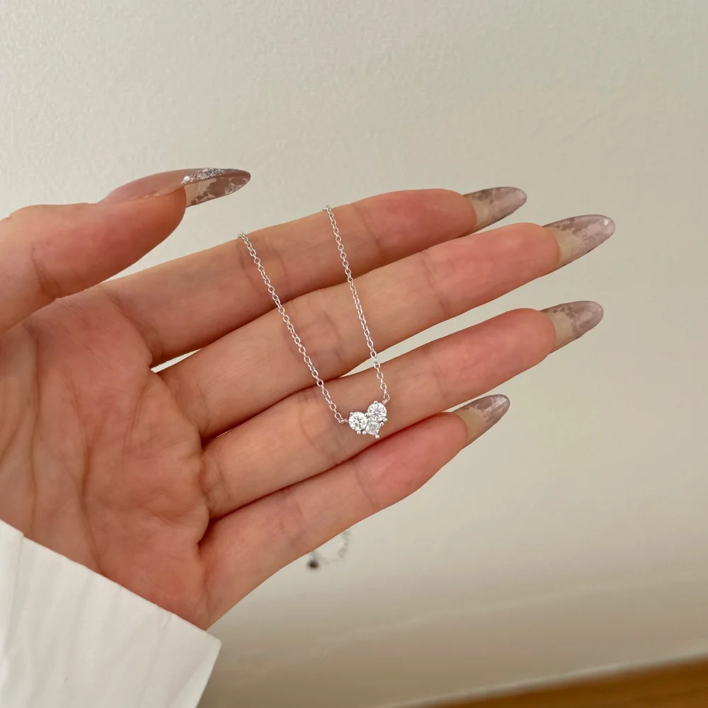 KAKODIY Simple Design Fashion Jewelry 925 Sterling Silver Rhodium 18K Gold Plated Tiny Love Heart Pendant Necklace with 5A Zirconia detail 10