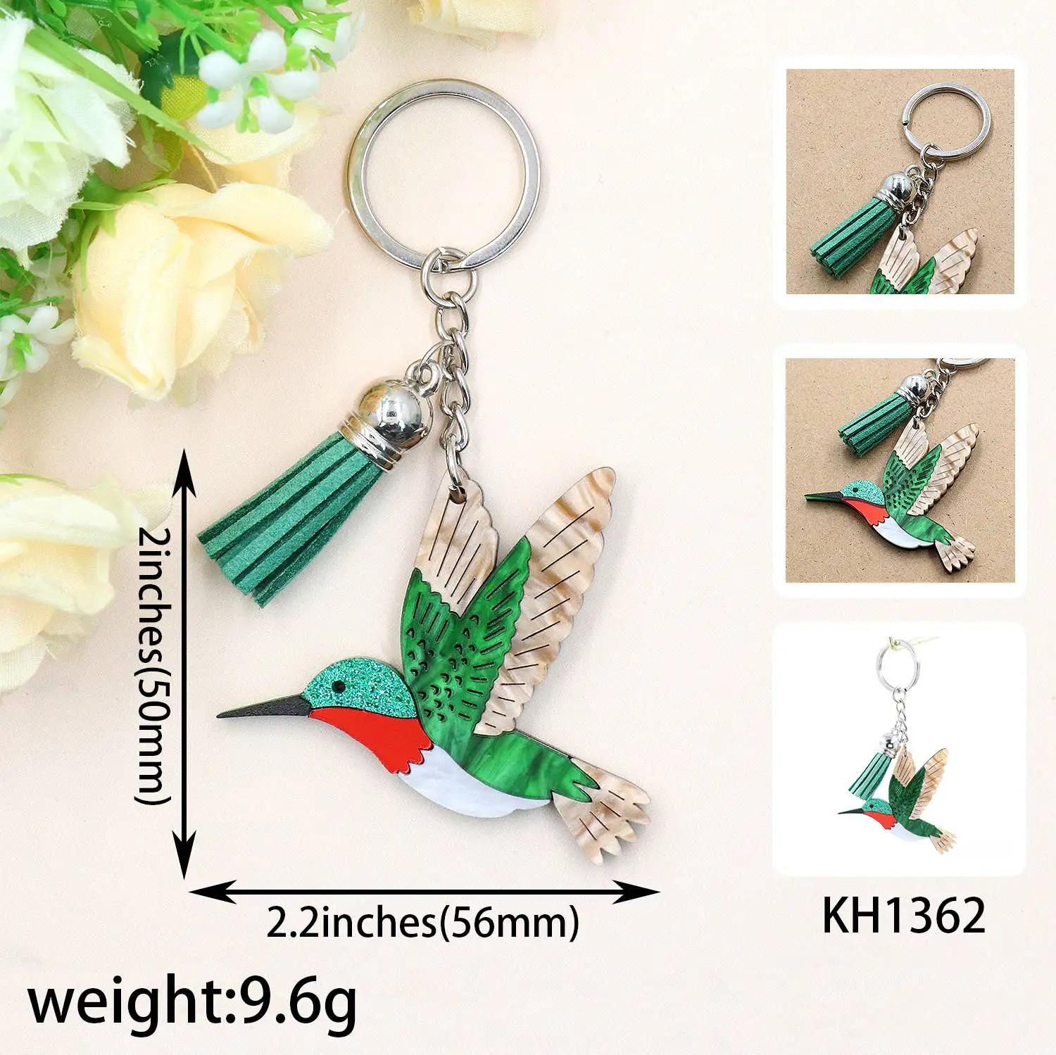 YYXKH1362 Exquisite Acrylic Bird Animal Brooch Laser Cutting and Engraving for Key Usage supplier