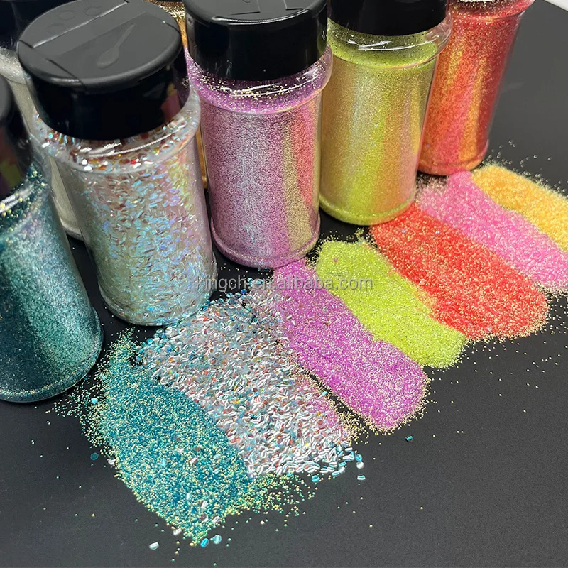 product bulk 2oz bags bubble beads glitter wholesale polyester glitter eco friendly for nails art resin crafts iridescent rainbow-10