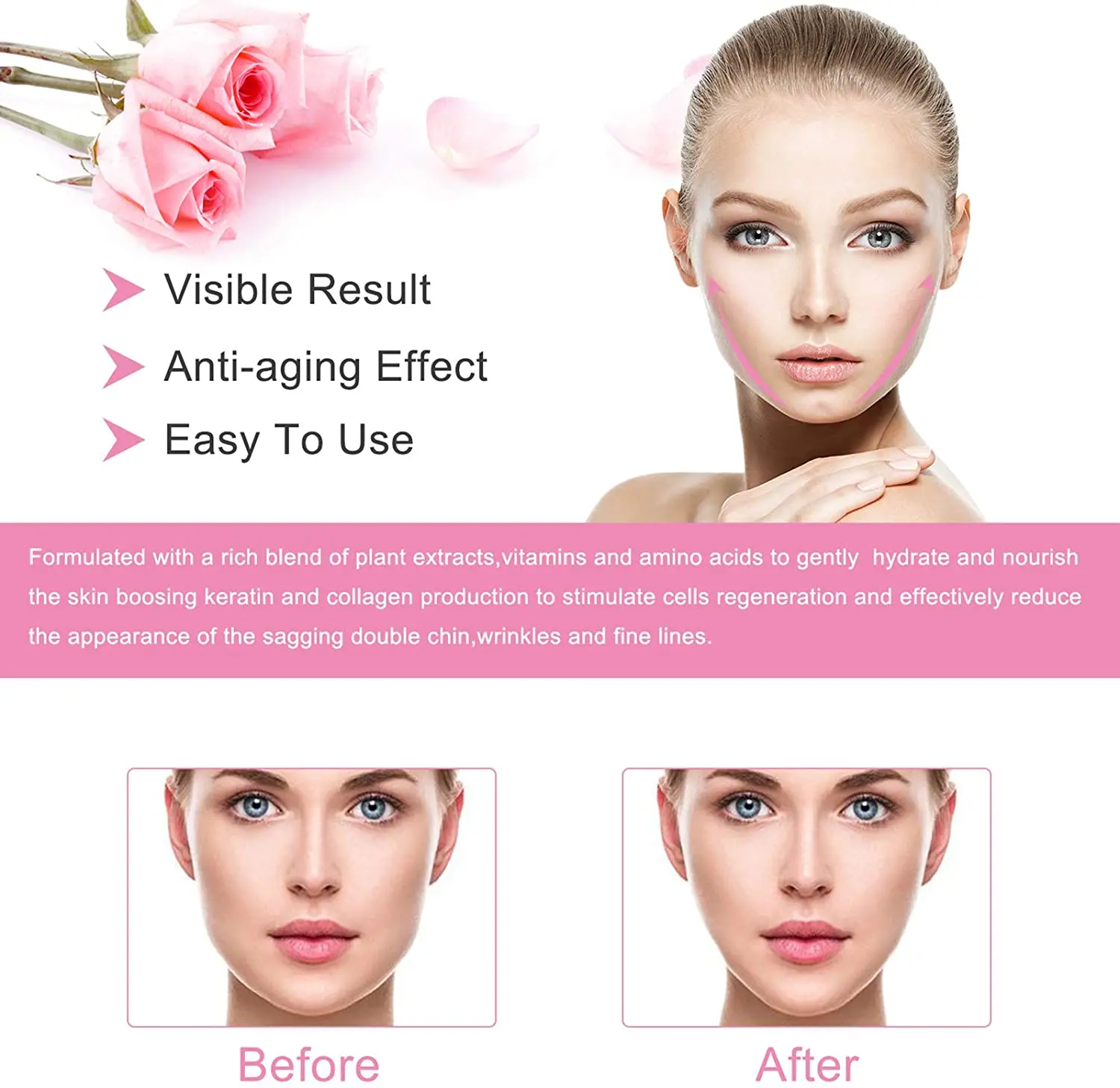 Hydrogel V Shape Mask with Collagen Lifts Sagging Skin Tightens Contours and Slims Jawline Professional Face Sculpting