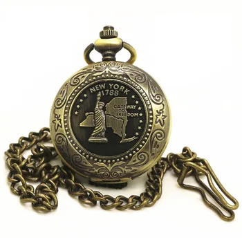 Retro Flip Vintage Pocket Watch Chain Keychain Clamshell Enlightenment Learning Compass