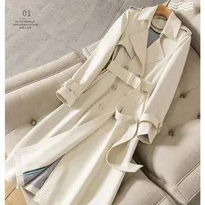 Boutique Wholesale 2026 Autumn Fashion Elegant Temperament New Loose Khaki British Style Medium Long Thin Women's Trench Coat