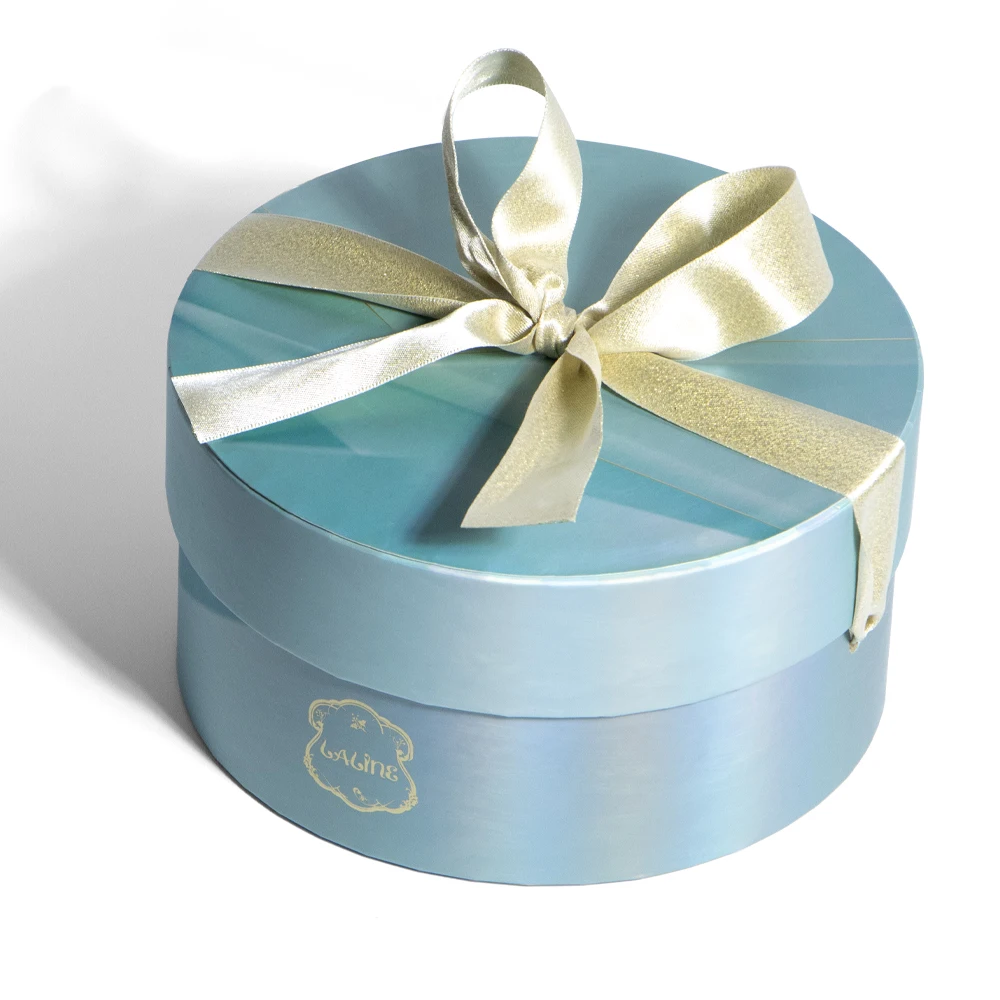 Custom Luxury Large Round Gift Box Set with Ribbon Matt Lamination Printing Handling for Presenting Exclusive Gifts