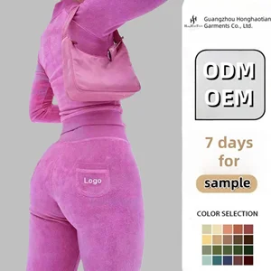 Custom logo Heavyweight Terry Cloth Stacked Pants Casual 2 Piece Tracksuit Terry Cloth Rhinestone Jogger Set Women Sweatsuit Set