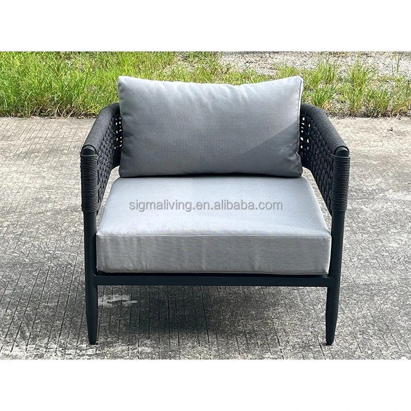 Rope furniture sofa Mixed outdoor aluminum casting patio sofa waterproof stain-proof garden sofa