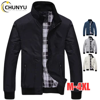 Mens Jackets Spring Autumn Casual Coats Solid Color Mens Sportswear Stand Collar Slim Jackets Male Bomber Jackets 4XL