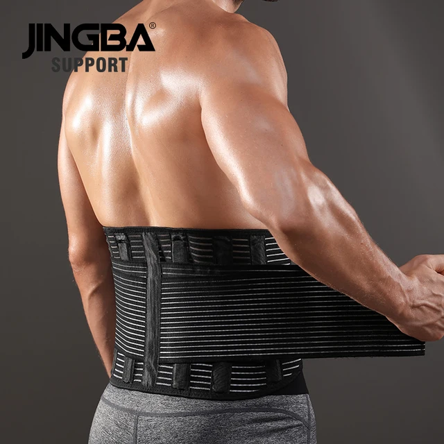 JINGBA OEM Medical Waist Belt Lumbar Lower Back Brace Back shoulder Support with Steel Metal Bar for Weight Lifting Gym Training