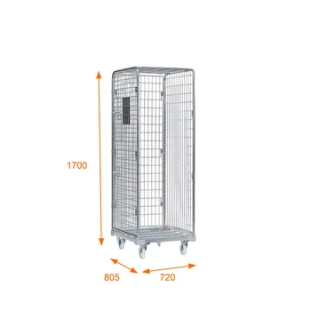 Security Metal Rolltainer Rollcage 720x805 Light to Medium Duty Foldable Galvanized Durable Steel and Wire OEM Supplier