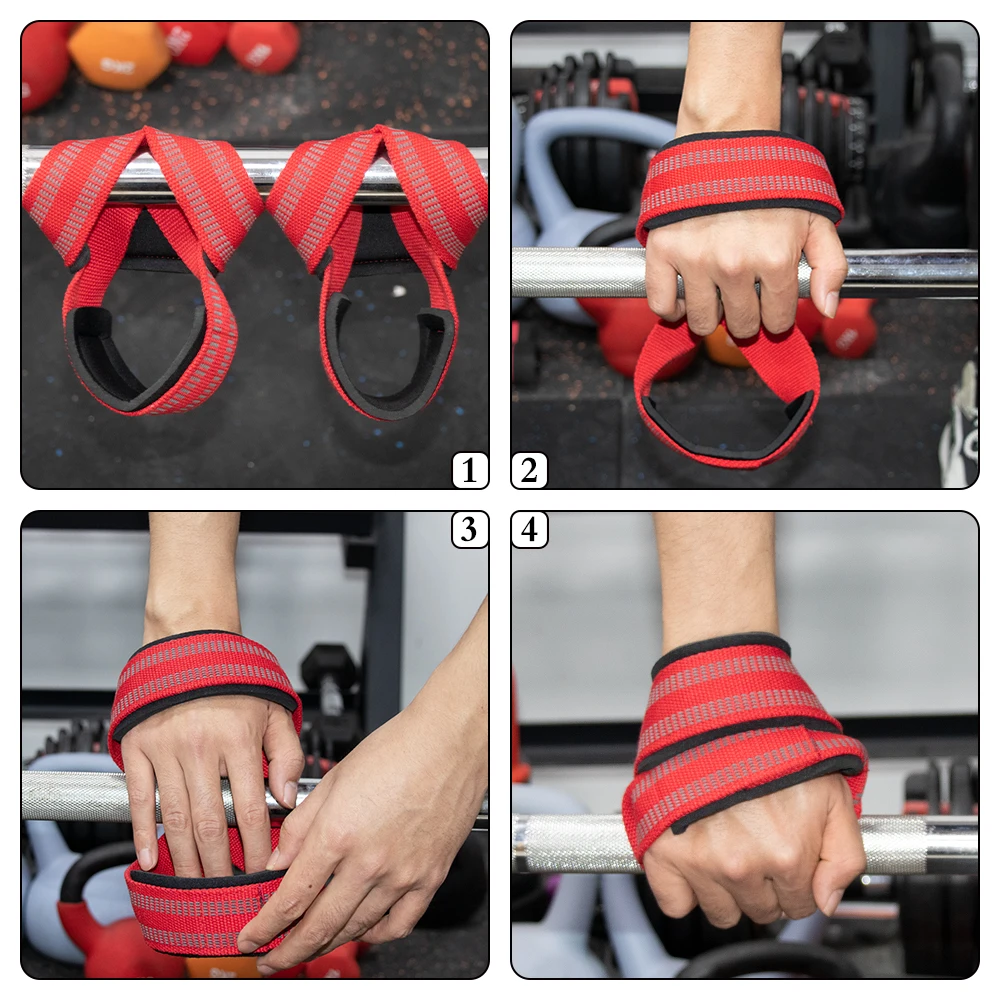 LADYGLOW Custom Logo Figure 8 Weight Lifting Straps Gym Workout Gym Training Powerifting Wrist Straps Figure 8