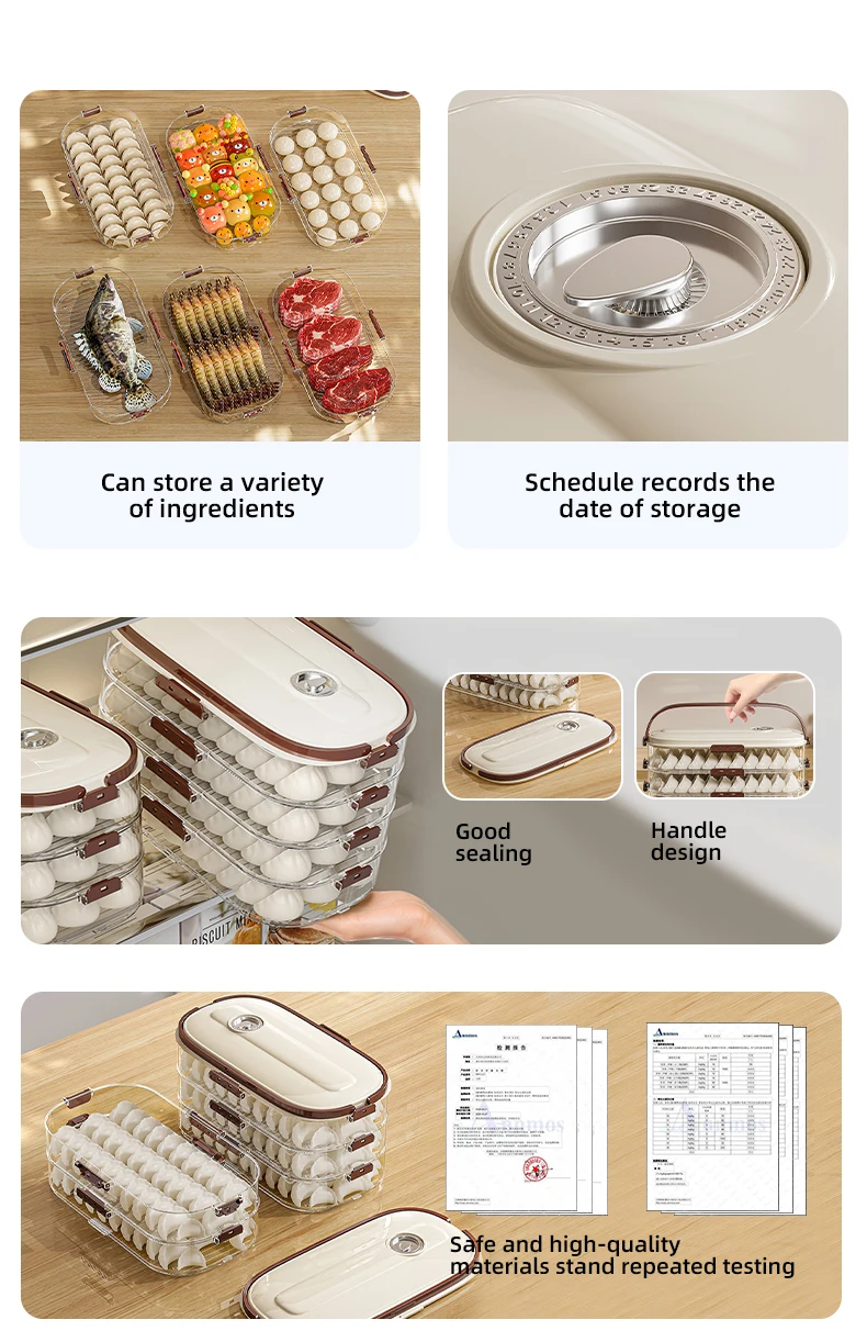 Wannuo 1-4-Layers Kitchen Food Storage & Container in Portable fashion design for Dumplings/Eggs/Fruits/Meat Storage supplier