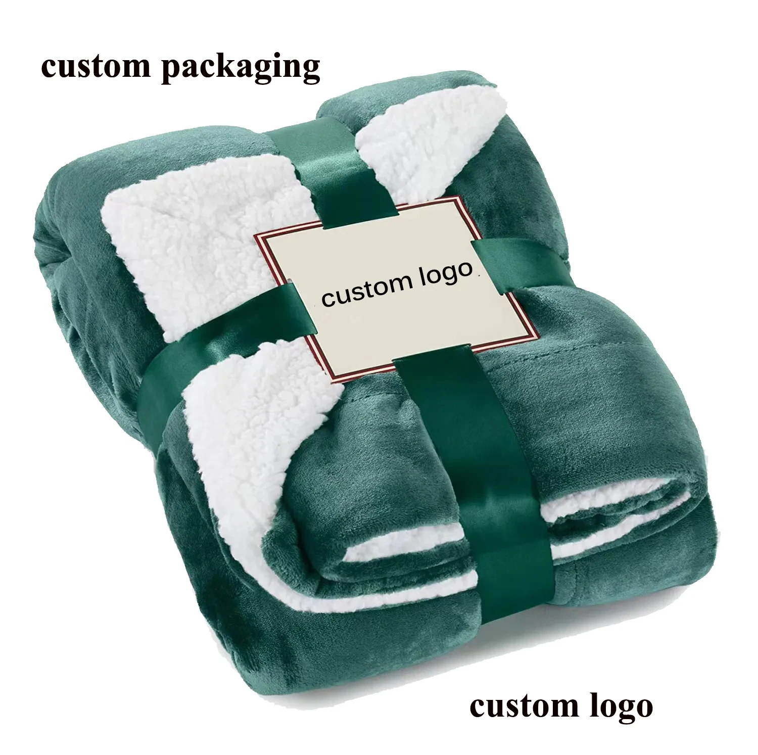 China Factory Double Layer Custom Logo Color Flannel Sherpa Fleece Throw Blanket Reversible Cozy Soft 2 Ply Blankets for Winter