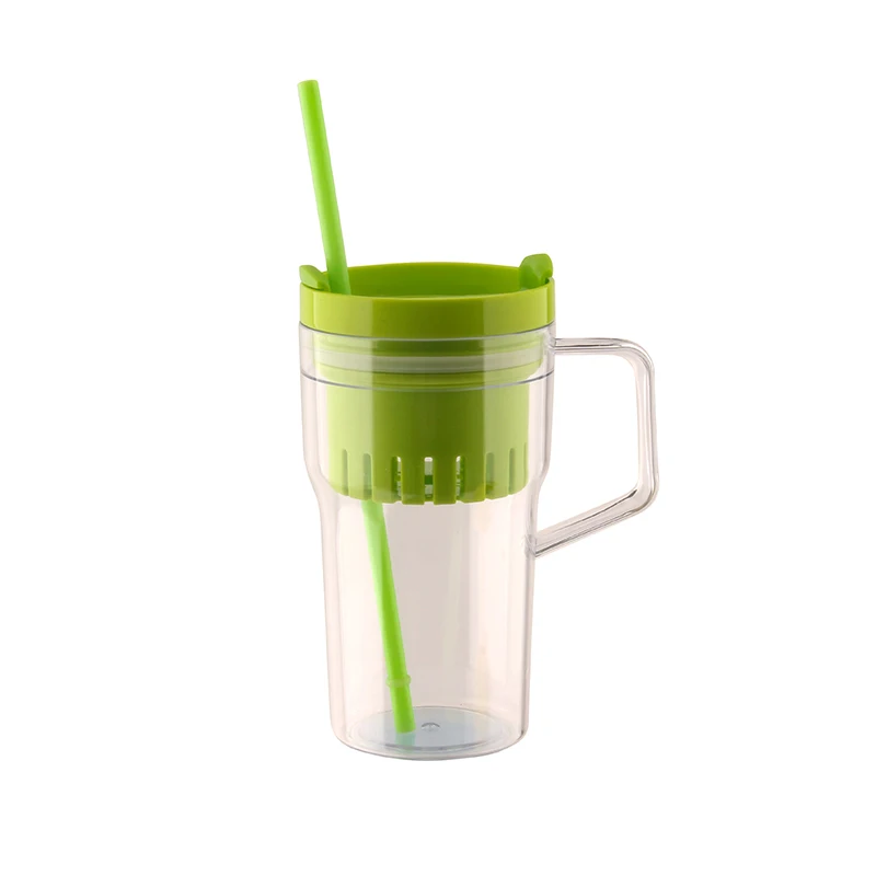 New Design Plastic Single Wall Tumbler With Infuser Plastic AS Mug With Straw Reusable BPA Free