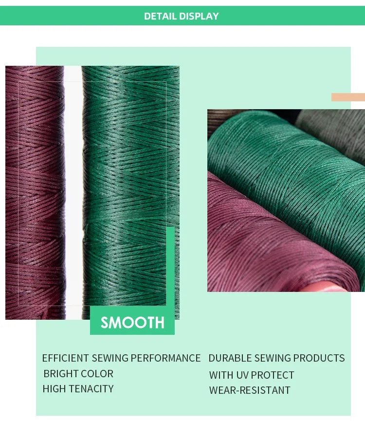 product leather upholstery 100 polyester wax thread 1mm high tenacity waxed thread 200m 210d for bracelets shoes thread-5