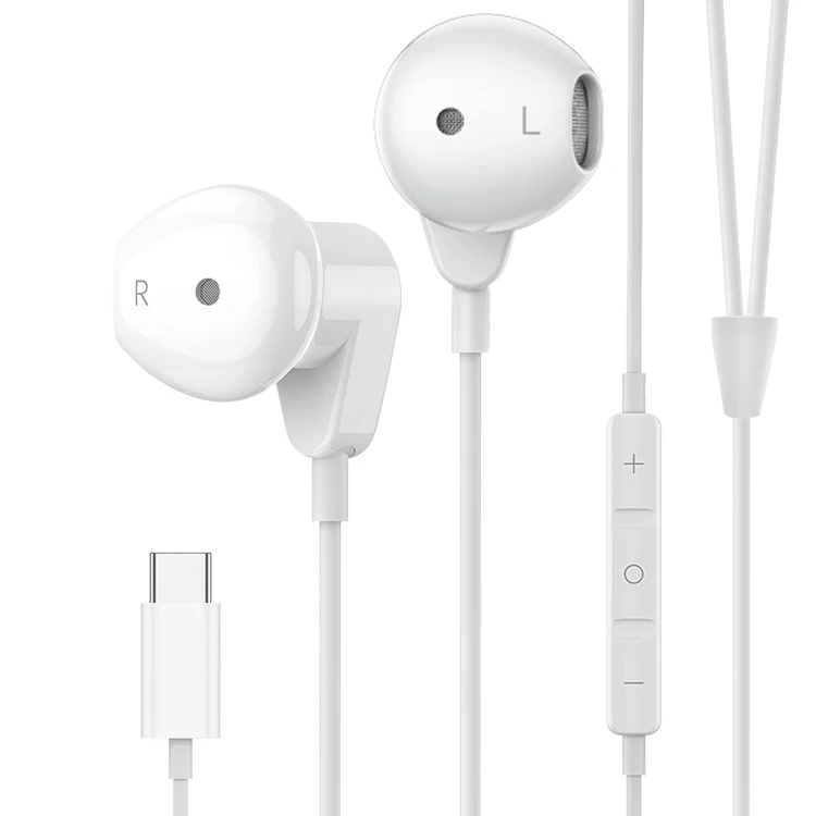 Type-c Earphone Wired Stereo Noise Cancelling USB C Headphone with  Microphone for Realme Sony Samsung S20 iPad