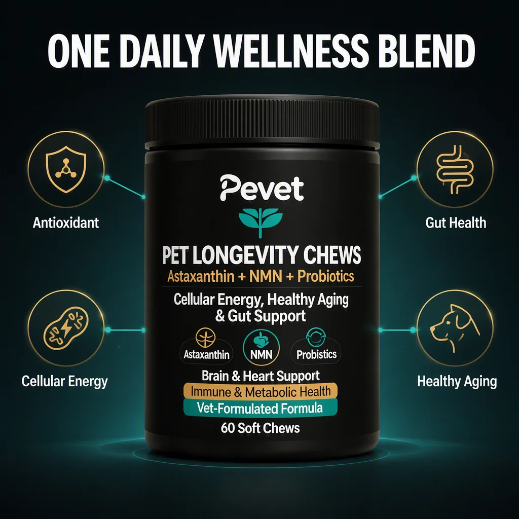 Pevet Pet Aging & Wellness Supplement Astaxanthin NMN Supports Vitality Antioxidant & Gut Health OEM/ODM Pet Supplement