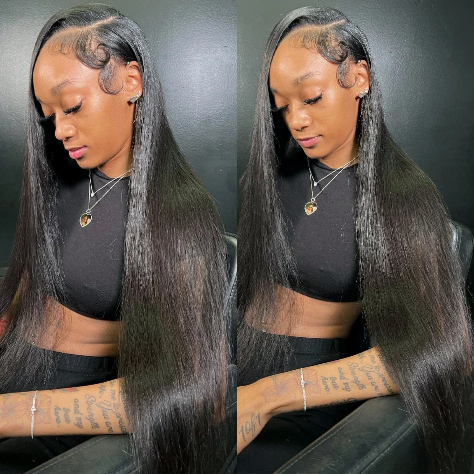 13x6 HD Transparent Lace Front Echthaar Perücken PrePlucked Brasilianische Gerade Frontal Perücken Für Frauen_voghion.com