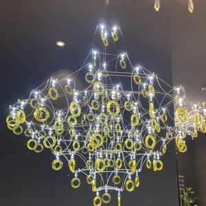 ECOJAS Modern Design Light Cube Glass Chandelier for Villa Hotel Banquet Hall Pendent Light