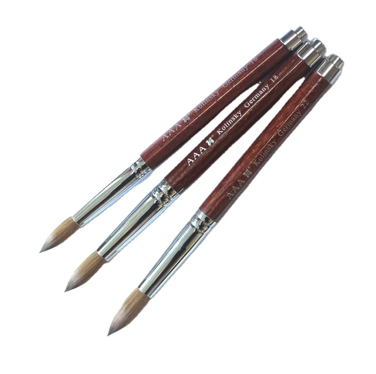 Акриловая щетка различных цветов с красной деревянной ручкой super AAA kolinsky Германия