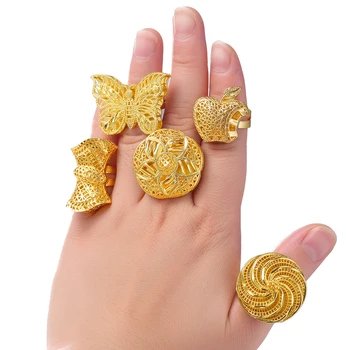 Ethlyn Adjustable Size Gold Color Finger Ring Exaggerated Big Butterfly Shape Rings for Ethiopian/African Women Wedding R58