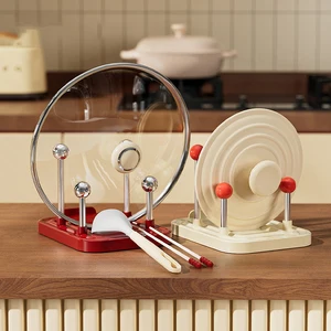 Multi-Functional Double-Layer Spatula Pot Lid Chopsticks Holder Dinnerware Tableware Organizer Storage Rack for Kitchen