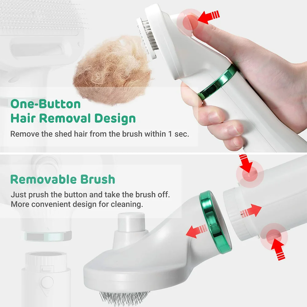 Pet Hair Dryer 2 In 1 Grooming Pet Brush Adjustable Temperature Dog ...