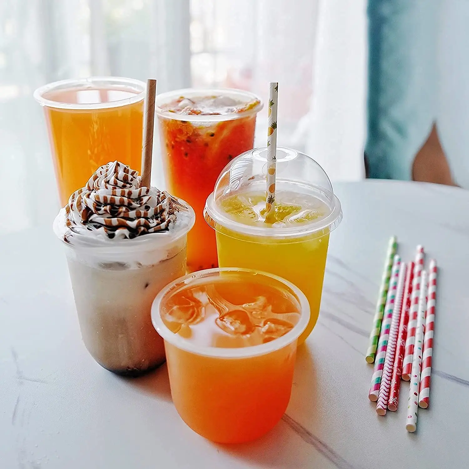 500ml 24oz 700ml 1000ml bubble boba tea  PP Cup Disposable Logo Printed Clear milk shake plastic milkshake Cups factory