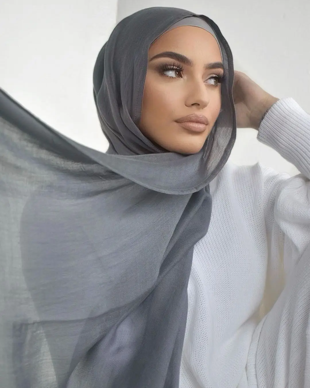 Sciarpa Donna Leggera In Tinta Unita Accessorio Perfettamente - Foto 6