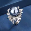 adjustable size Platinum gray bead ring