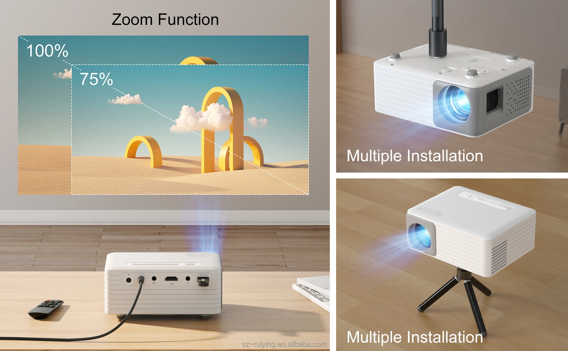 High Quality Wifi Mini Projectors 4k 720p Screen Mirroring Projector