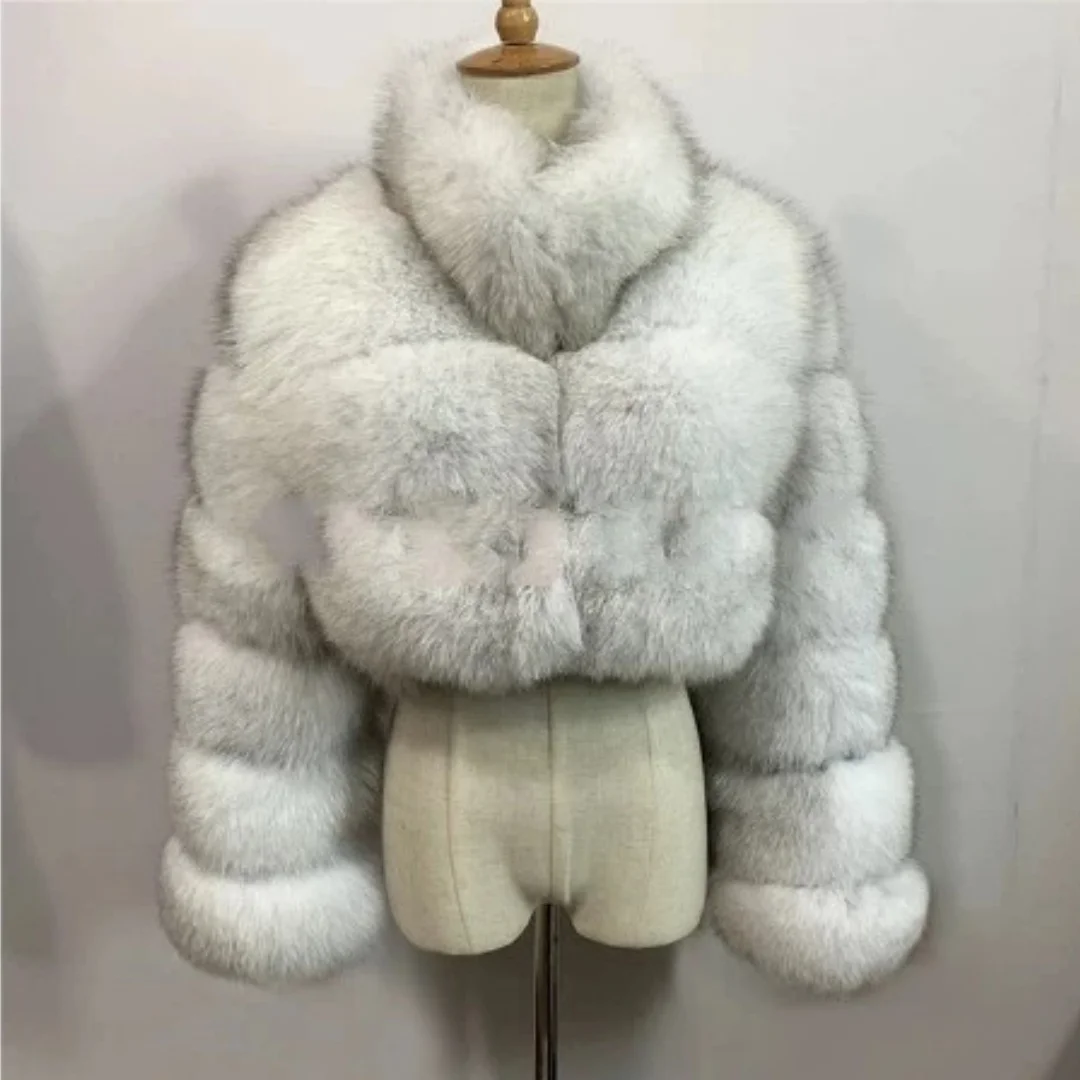 Winter Women's Mid-length Leather Jacket Plus Cotton and Velvet Warm Fur Coat with Faux Fox Fur Collar Windproof Leather Trench Coat Plus Size S-7XL