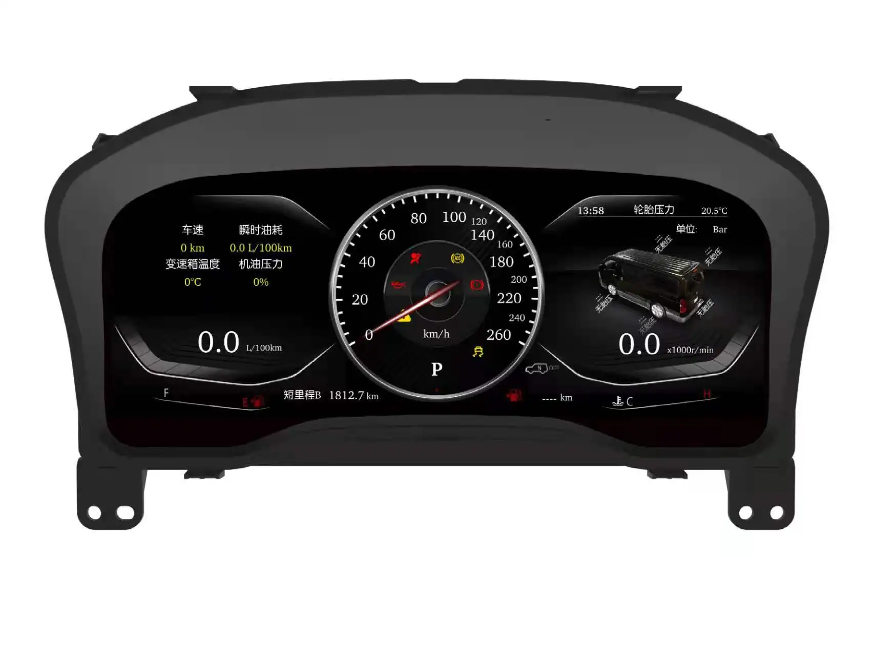 12.3'' LCD Dashboard for Toyota Hiace LCD Instrument Cluster Plug and Play Speedometer Virtual Digital Cluster Cockpit