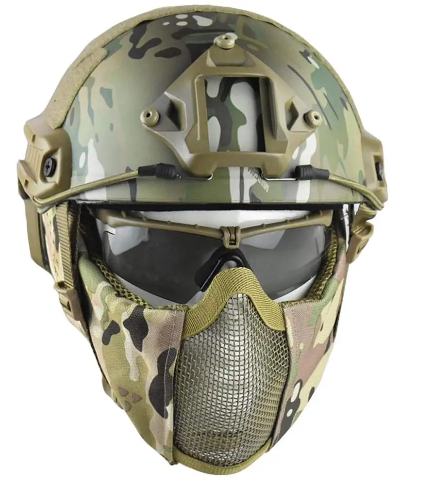 Outdoor Tactical Fast Tactical Helmet Combined With Foldable Half Face ...