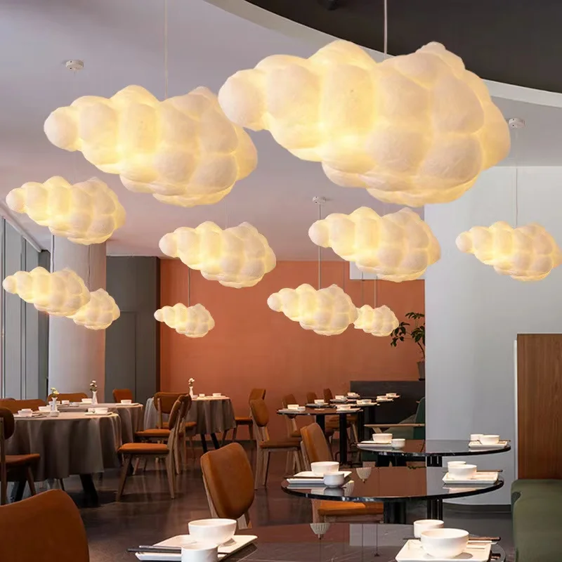 Creative Floating Clouds Chandeliers Bedroom Pendant Light Led Hanging Lamps White Diy Cloud Chandelier