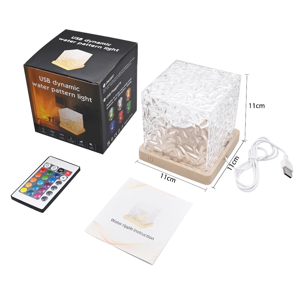 Dynamic Mode Rotating Water Ripple 16 Color Changing Crystal Projector Remote Control Atmosphere Space Night Light Table Lamp