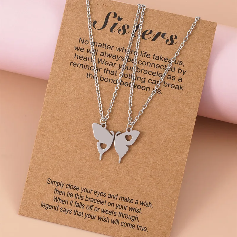 YICAI Butterfly Friendship Best Friend BFF Necklace Gifts